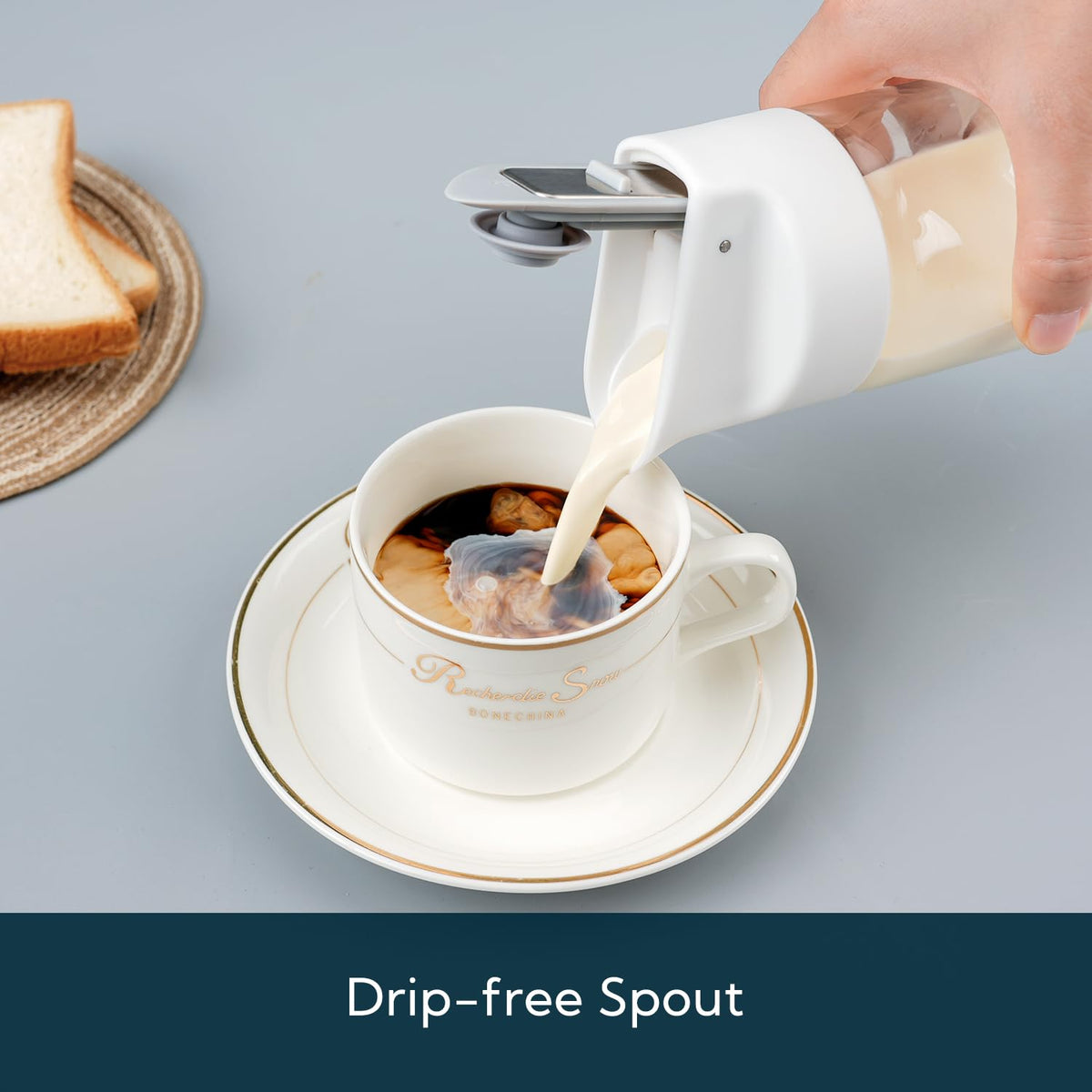 KITCHENDAO creamer 12oz capacity ideal for daily coffee.