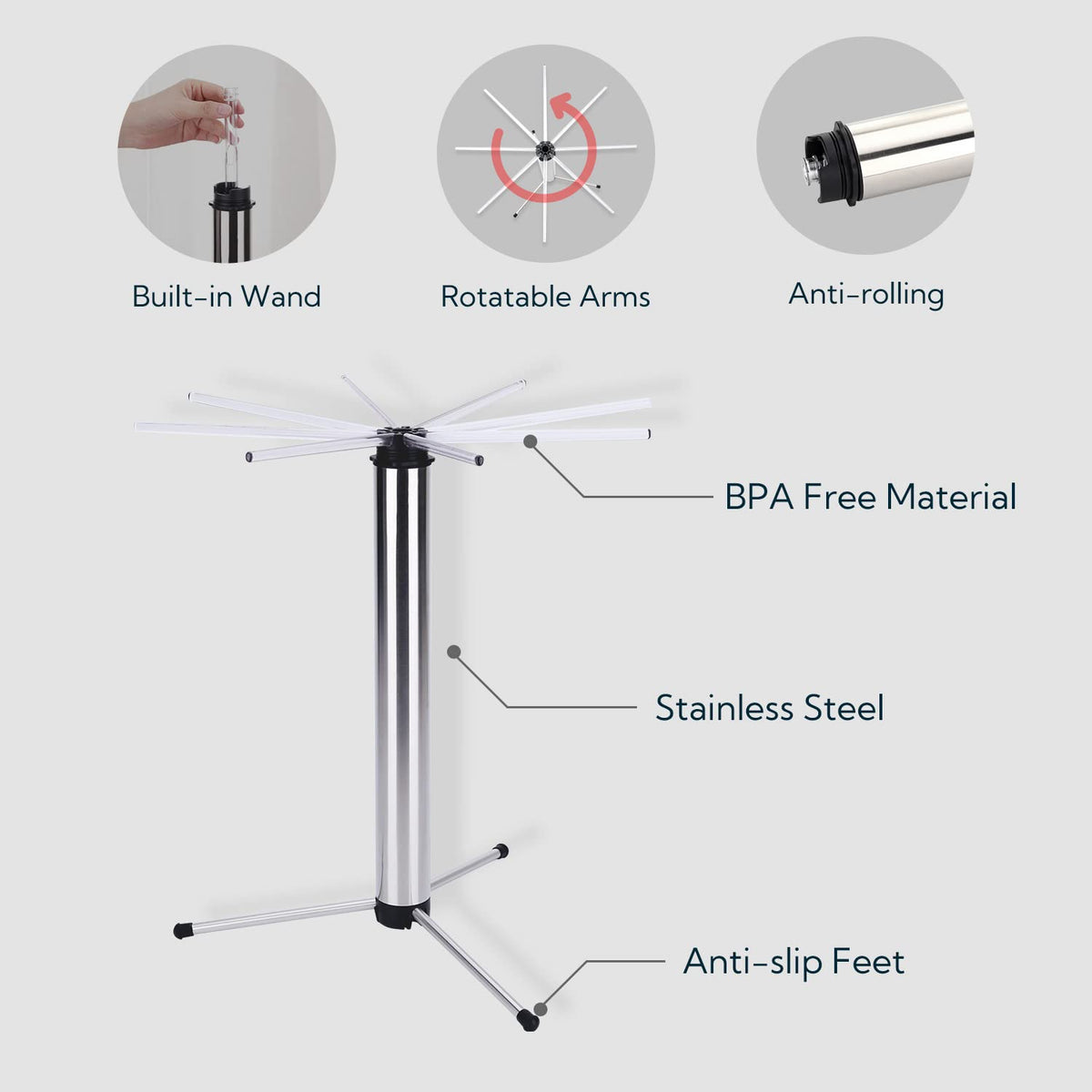 KITCHENDAO detachable foldable arms enable easy cleaning and storage.