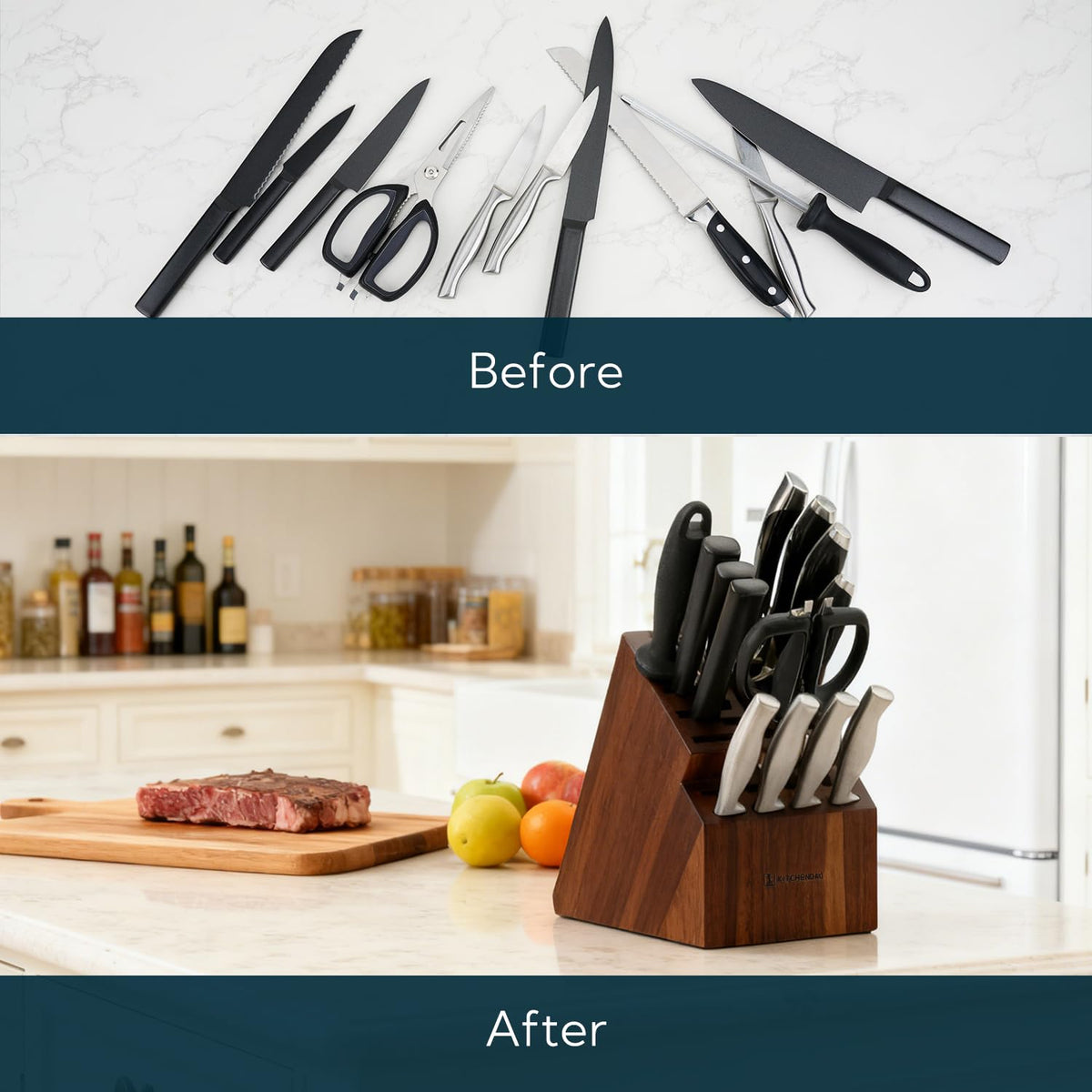 KITCHENDAO easy-clean acacia surface stays smooth and durable.