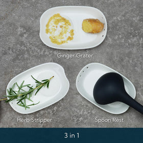 KITCHENDAO herb stripper integrated with ceramic dish for effortless herb prep