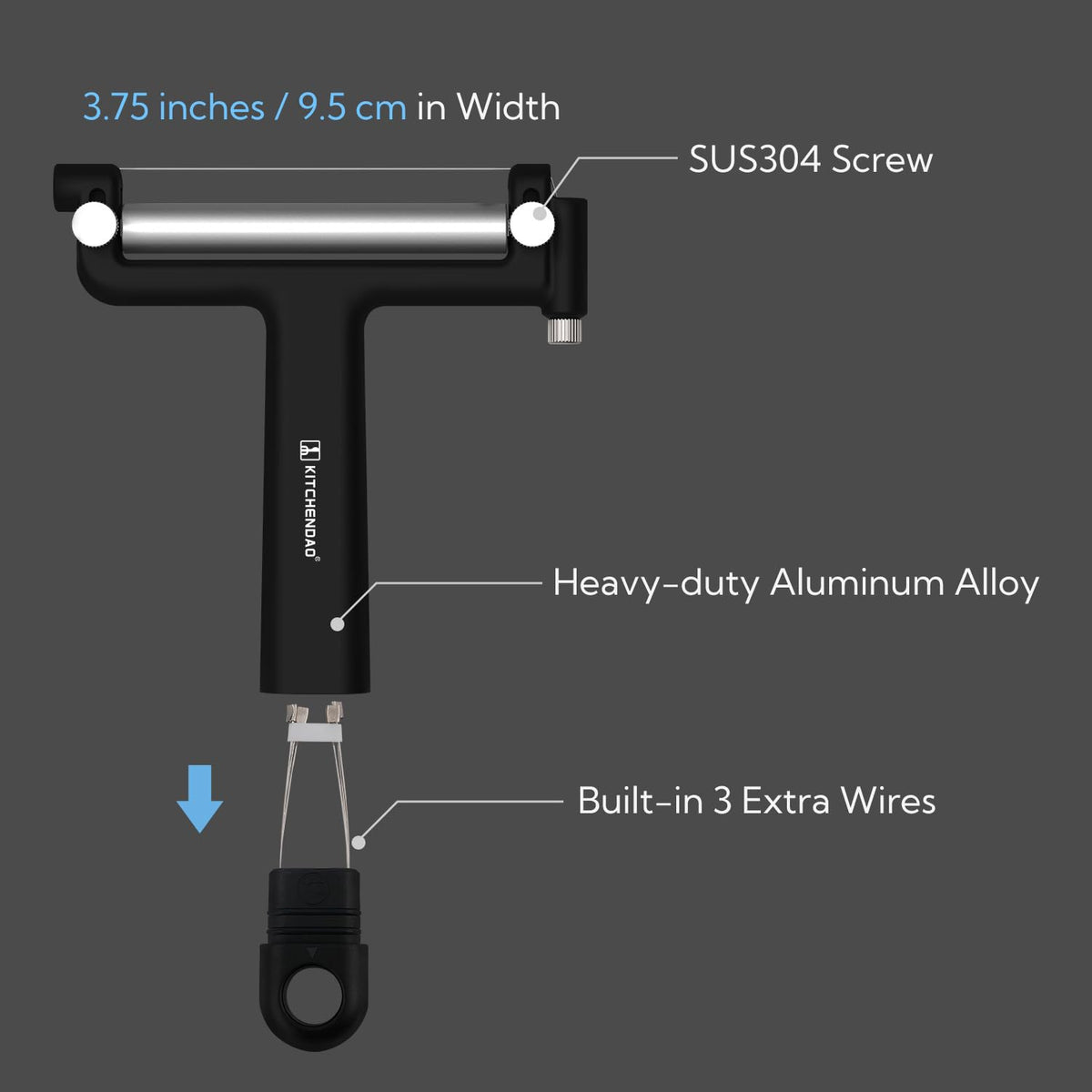 KITCHENDAO internal storage for three extra wires; ready replacements during meal prep.