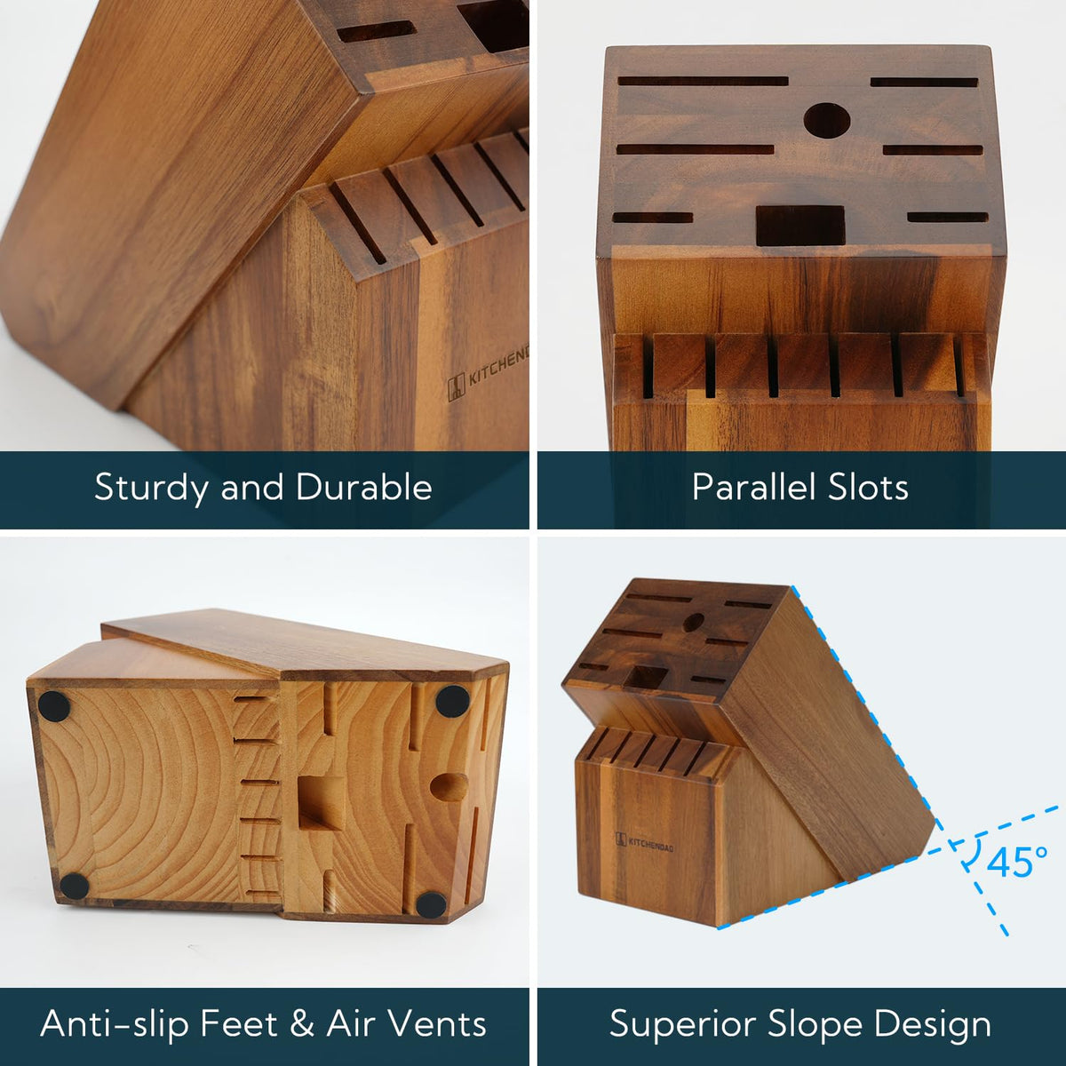 KITCHENDAO bottom air vent on knife block promotes moisture escape