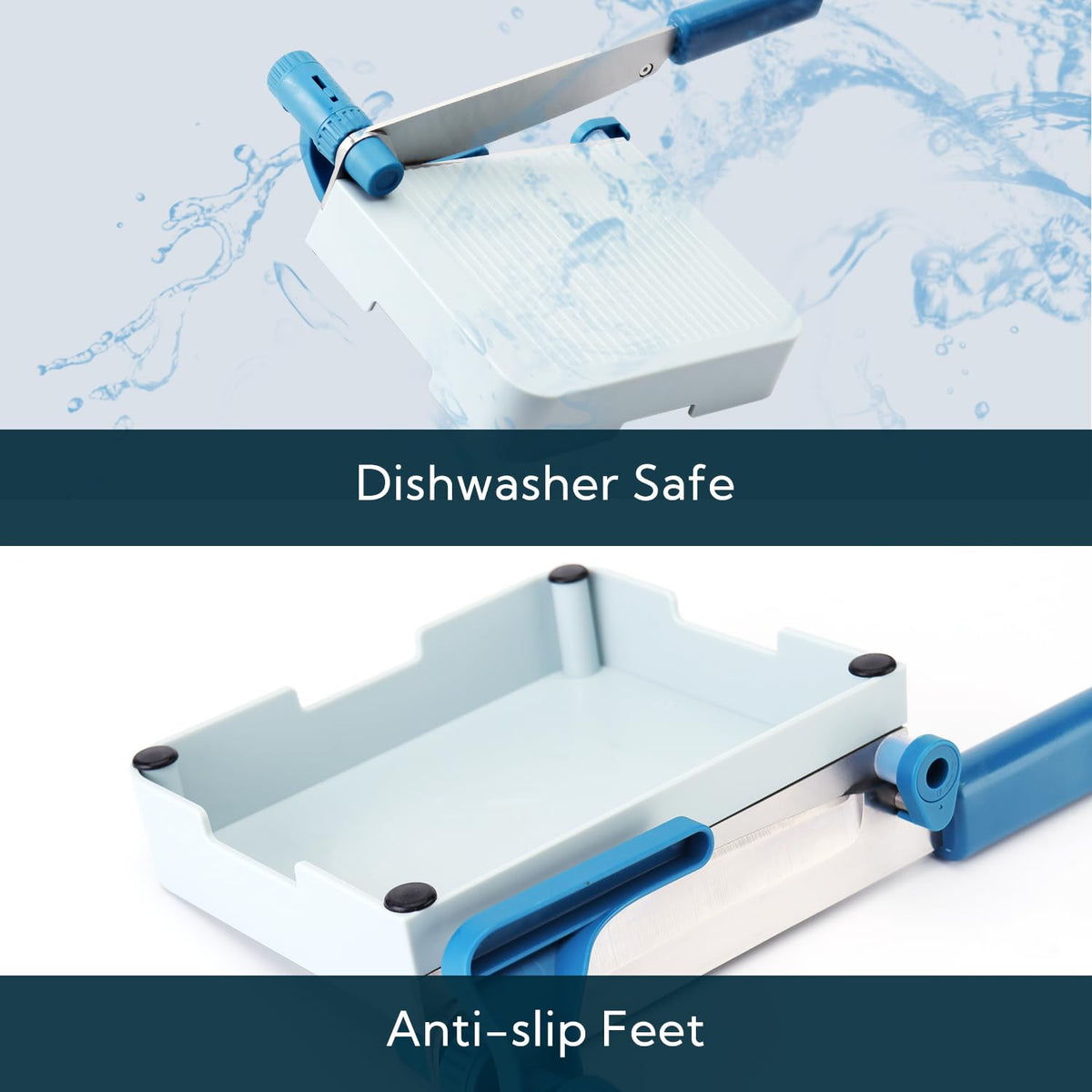 KITCHENDAO multipurpose slicer handles cheeses, sausages, and cucumbers with ease.