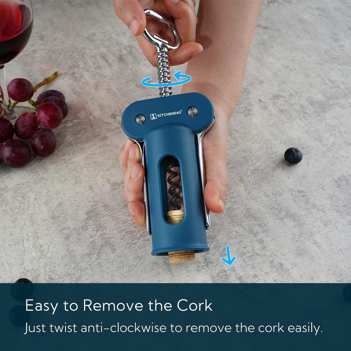 KITCHENDAO non-stick screw reduces cork crumble for cleaner wine access.