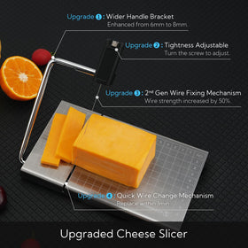 KITCHENDAO cheese slicer board with measuring grids for precise thickness.