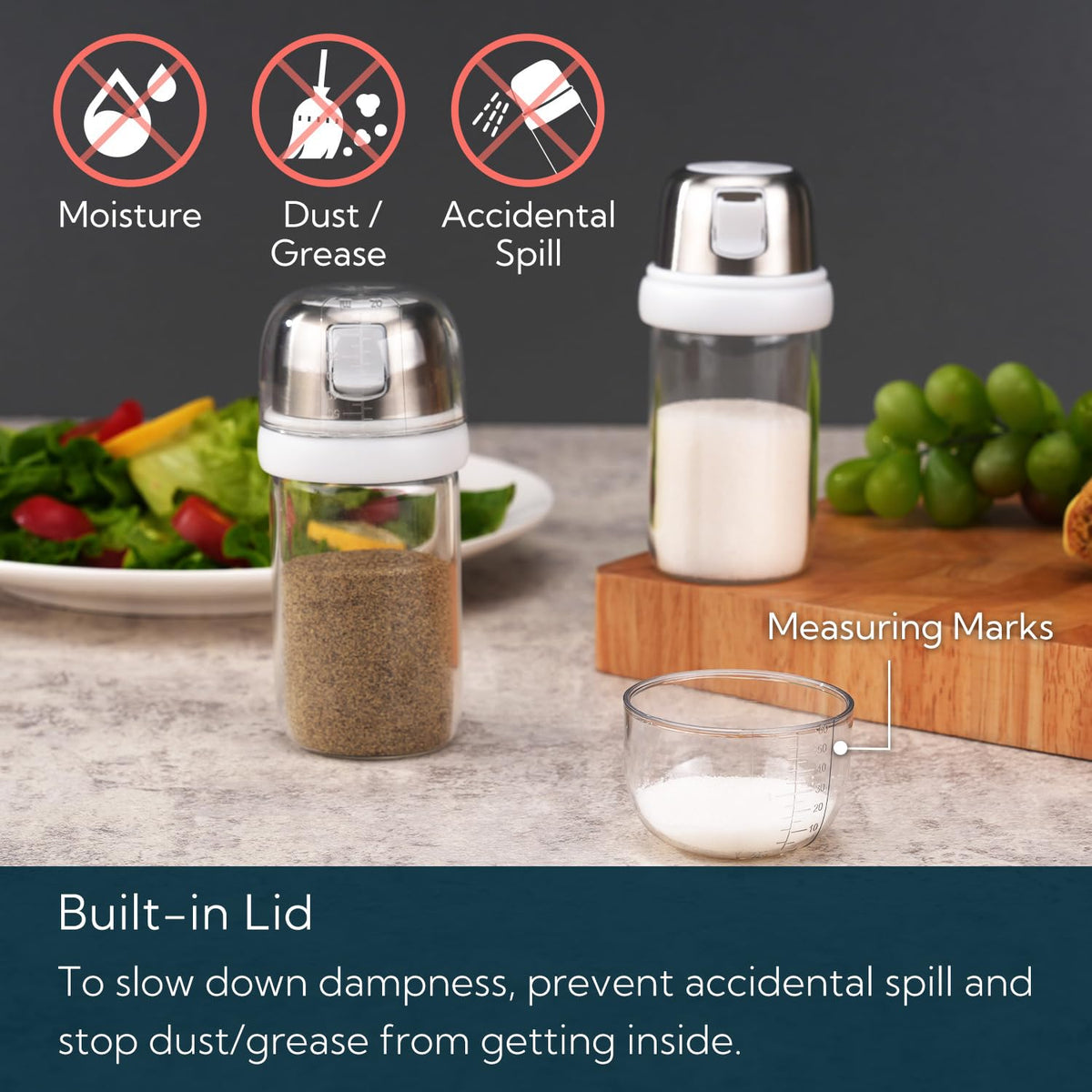 KITCHENDAO side pour spout delivers a steady stream for accurate seasoning