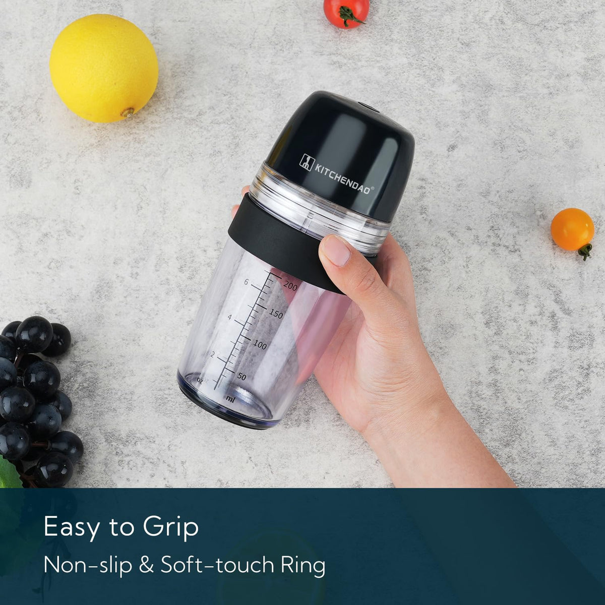 KITCHENDAO soft-grip ring and anti-slip base improve handling