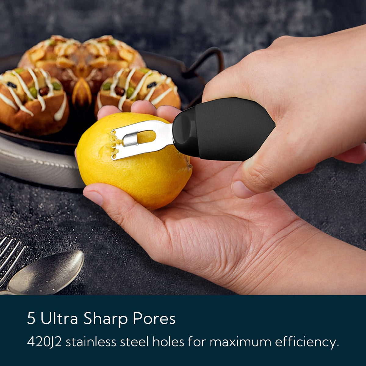 KITCHENDAO soft touch handle offers comfortable grip during prep