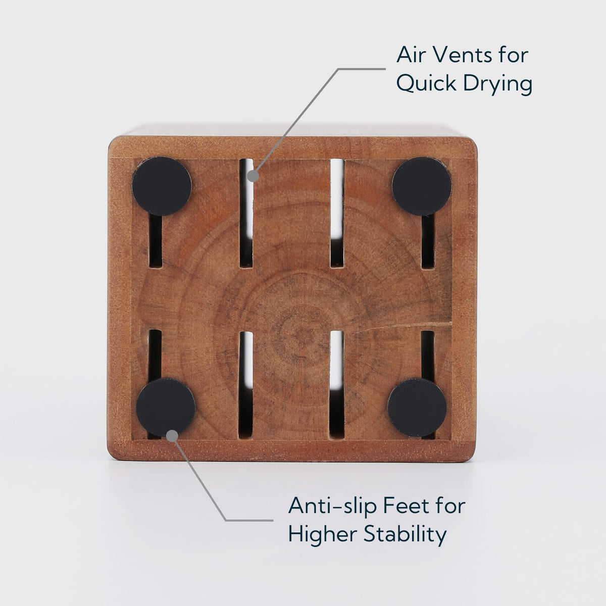 KITCHENDAO space-saving block fits on countertops for quick knife access.