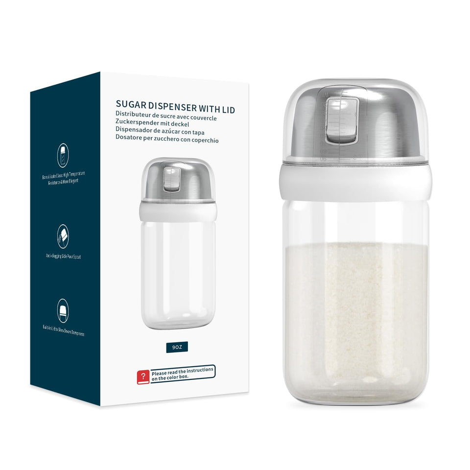 KITCHENDAO sugar dispenser with side pour spout for controlled pouring