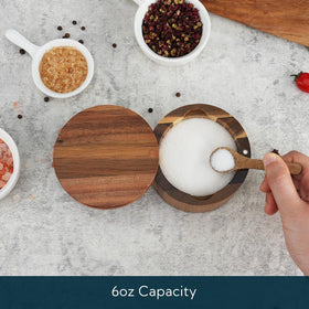 KITCHENDAO salt jar with swivel magnetic lid keeps spice fresh.