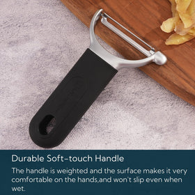 KITCHENDAO Japanese stainless blade stays sharp with repeated use for clean peels.