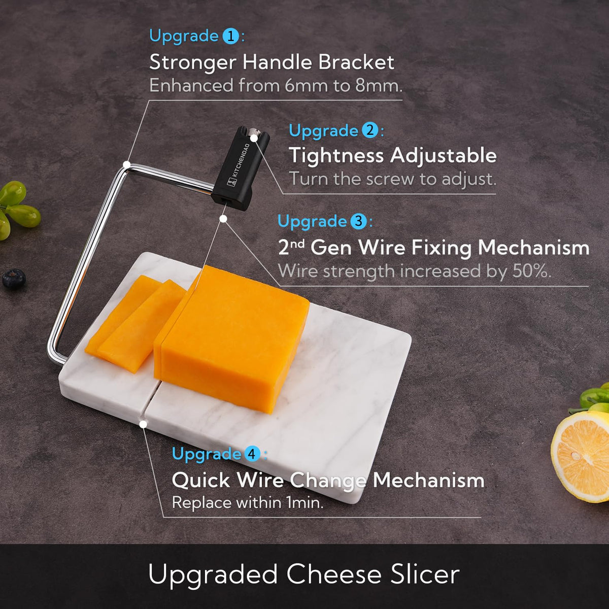 KITCHENDAO adjustable-tightness feature for consistent slices.