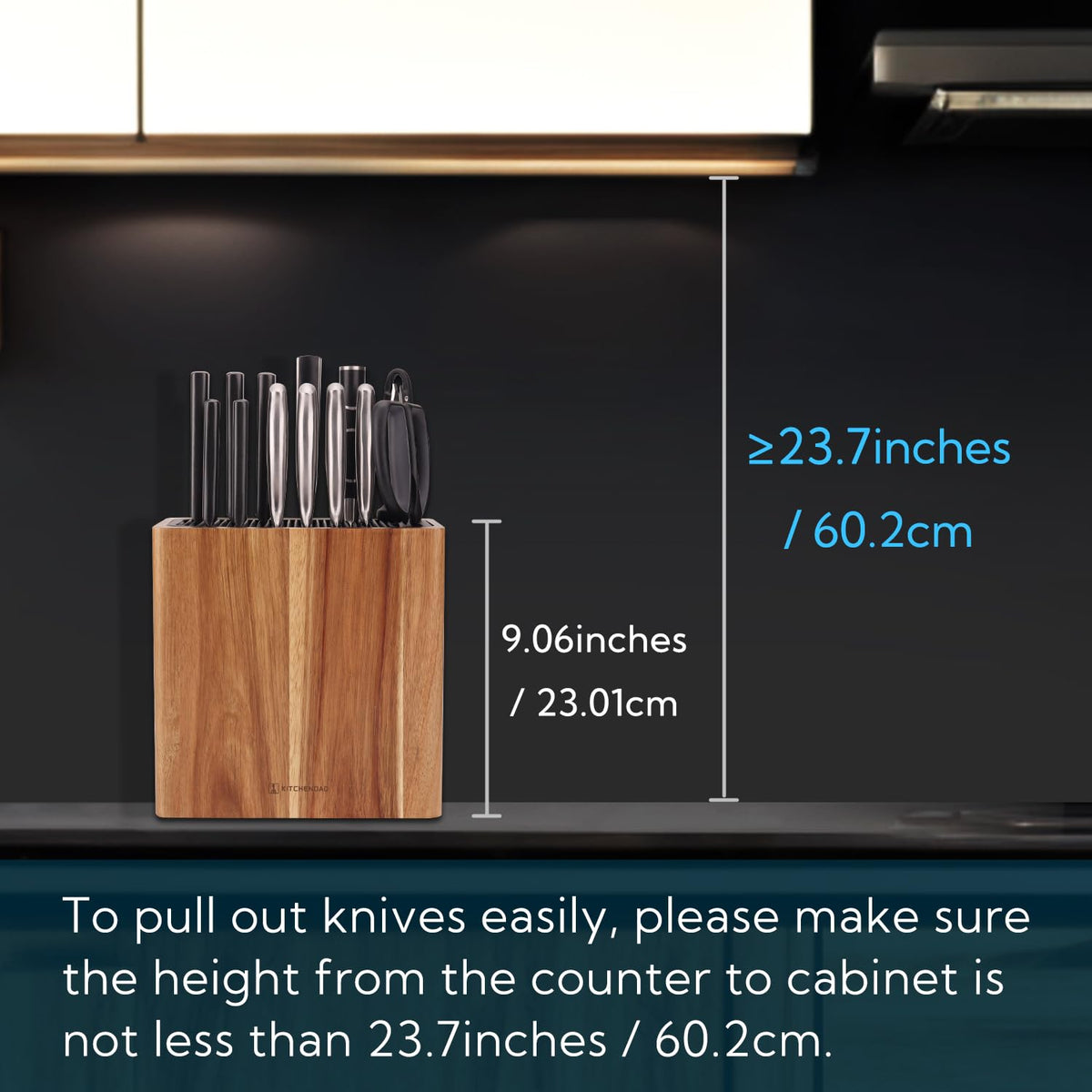 KITCHENDAO XL knife block with scissors slot keeping kitchen shears secure