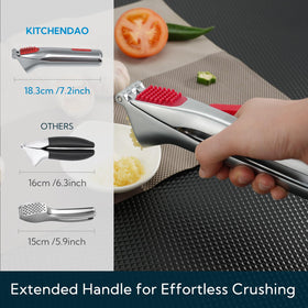 KITCHENDAO zinc alloy die-cast garlic press with durable finish.