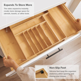 KitchenEdge anti-slip pads keep the organizer steady during use