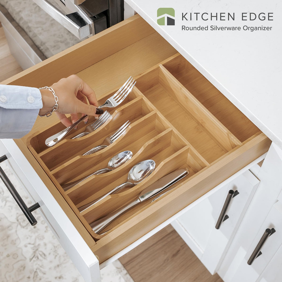 KitchenEdge bamboo construction close-up highlights durable, natural materials and warmth.