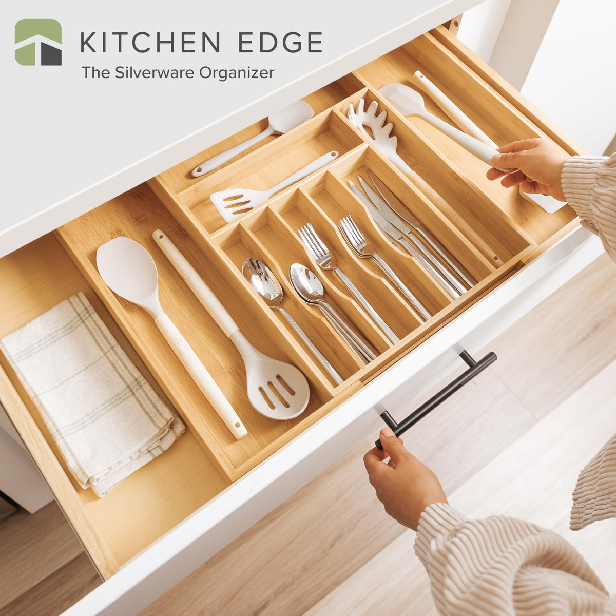 KitchenEdge bamboo construction detail showing natural grain and sturdy build.