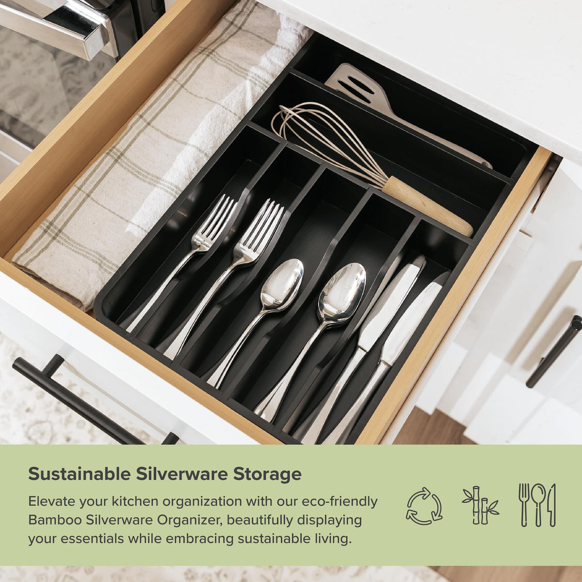 KitchenEdge black finish adds modern style to drawers