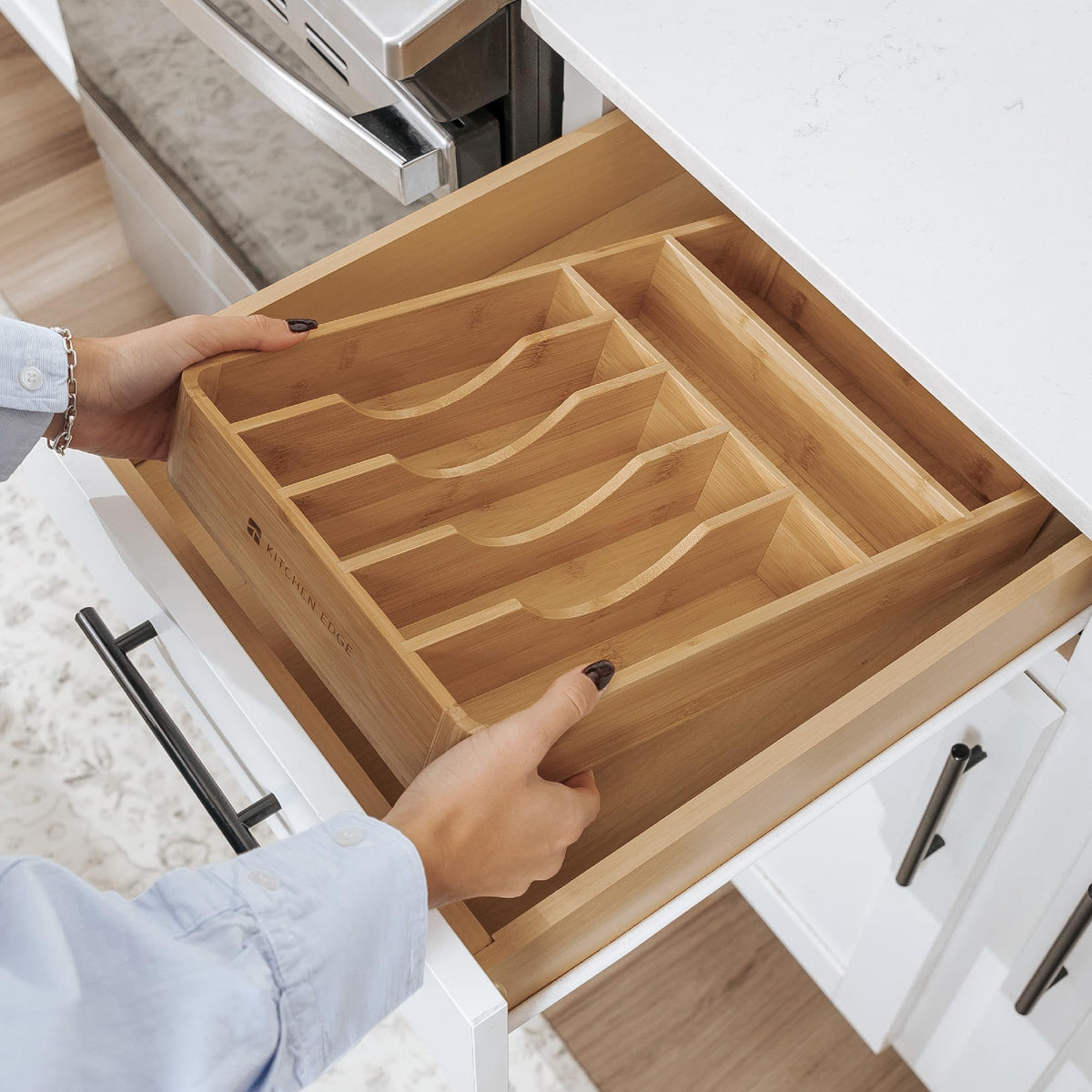 KitchenEdge drawer organization use highlights easy access and reduced clutter.