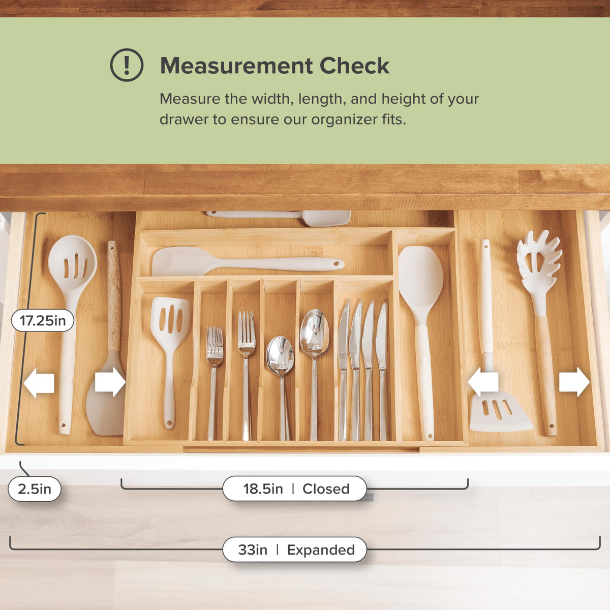 KitchenEdge elegant drawer organizer adds natural style and order