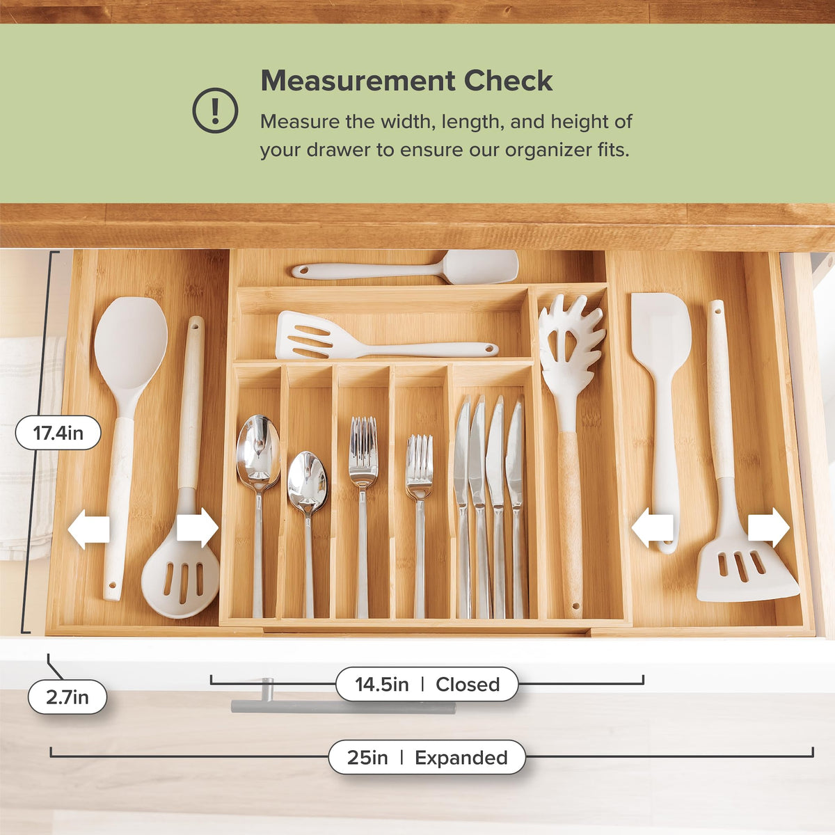 Eleven-compartment design of KitchenEdge offers extra height for more storage.