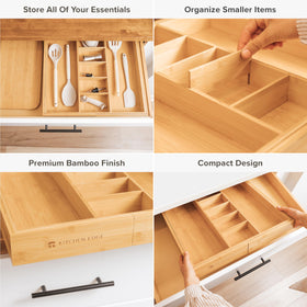 KitchenEdge expandable drawer organizer reaches up to 33 inches for large drawers