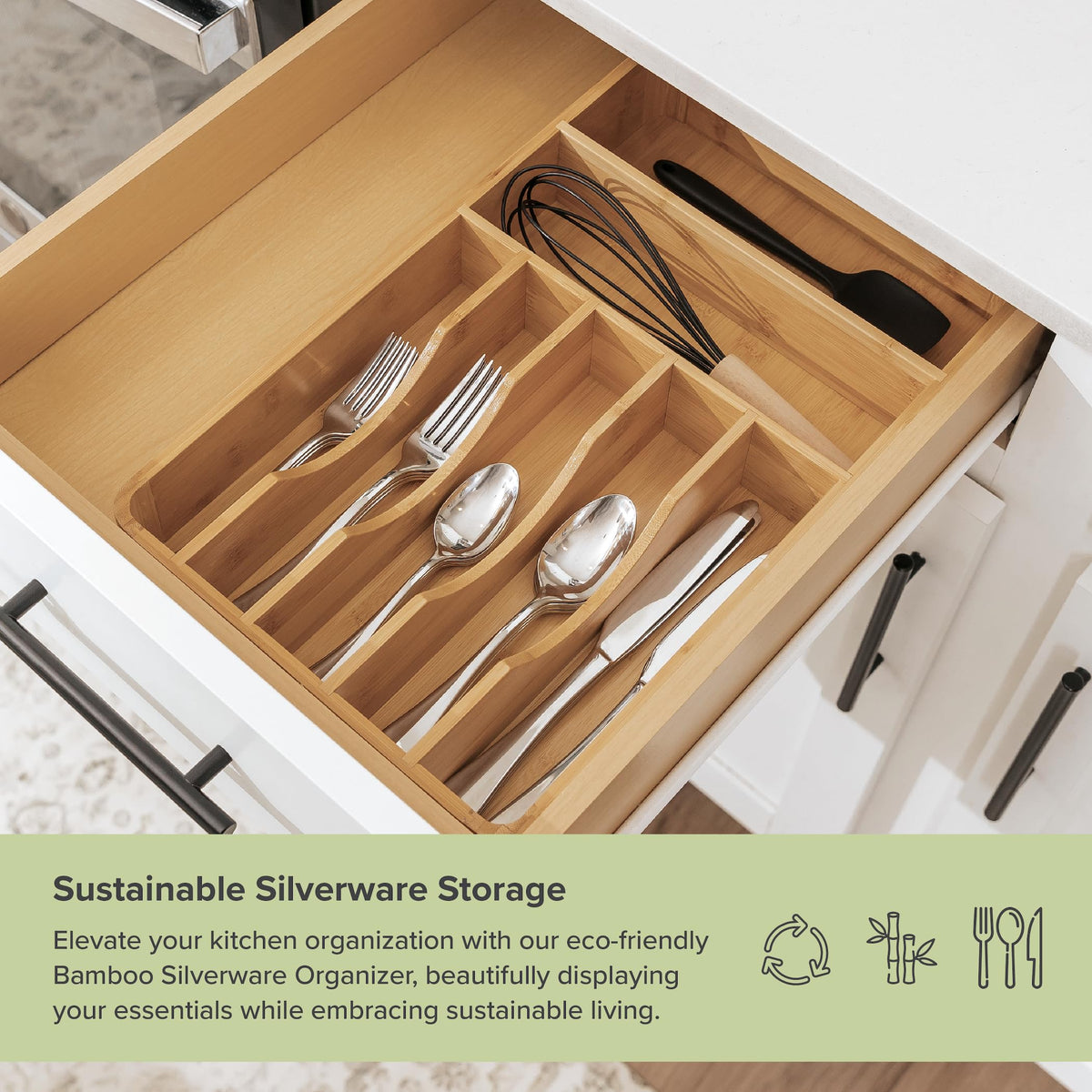 KitchenEdge fixed bottom design ensures stable placement during drawer use.
