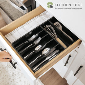 KitchenEdge five-compartment layout keeps forks, spoons, and knives organized