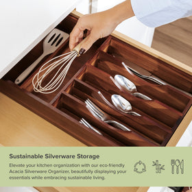 Non-slip feet secure the organizer during drawer movement for stable storage.