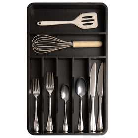 KitchenEdge silverware organizer front view; compact fit for neat drawers