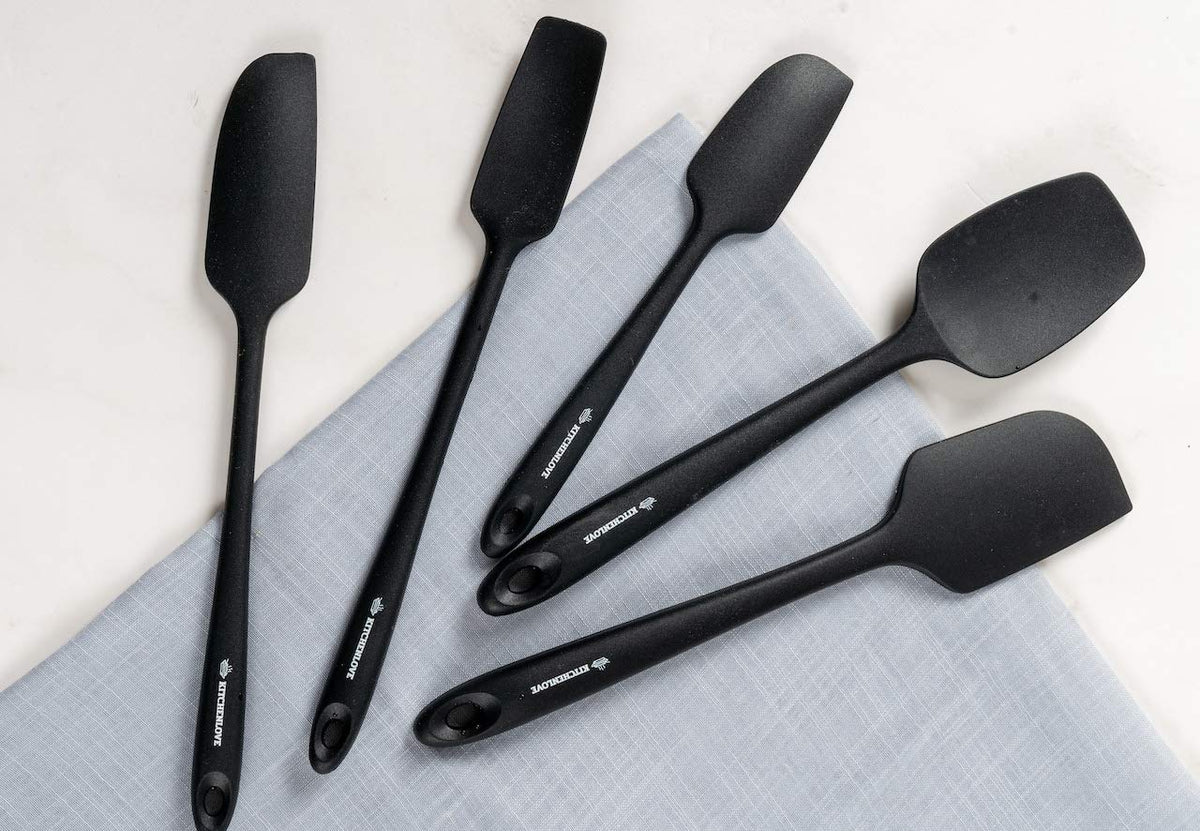 KITCHENLOVE nonstick silicone spatula collection for smooth flips and stirring.
