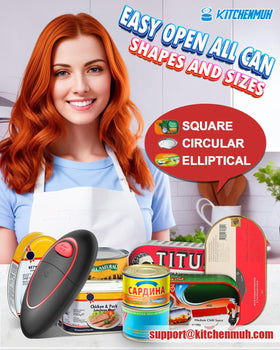 KITCHENMUH battery-operated can opener powered by a simple button press.