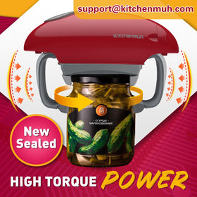 Kitchenmuh high-torque motor powering open vacuum-sealed lids.