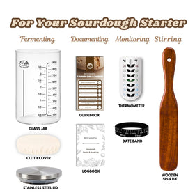KitchenPal sourdough jar with date band helps track feedings at a glance