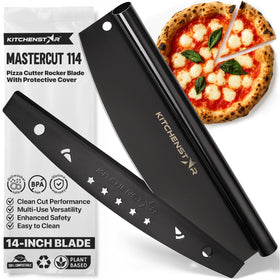 KitchenStar 14-Inch pizza rocker blade for clean, even crust slicing.
