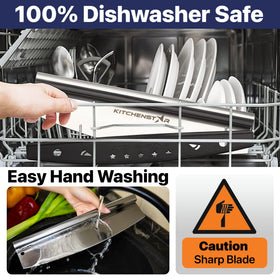 KitchenStar ergonomic handle enhances comfort during repeated slicing.