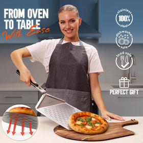 KitchenStar folding-handle pizza peel compact storage after use