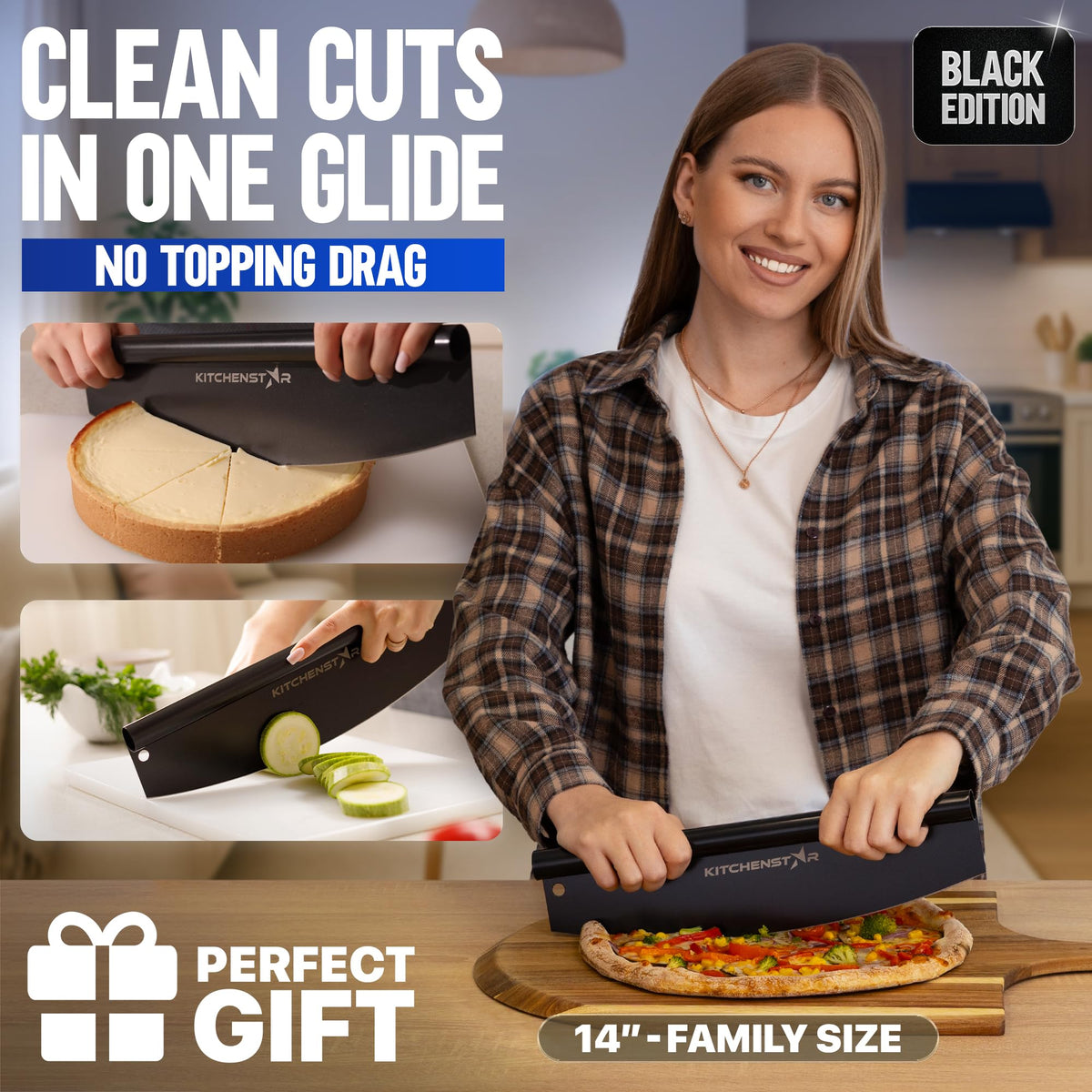 KitchenStar rocker handle design reduces wrist strain during slicing.