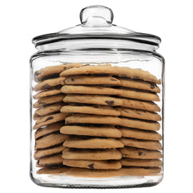 kitchentoolz 1 gallon glass cookie jar with lid on countertop showcasing airtight storage
