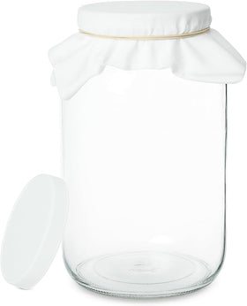 Kitchentoolz 1-gallon glass wide-mouth jar for easy filling and cleaning.