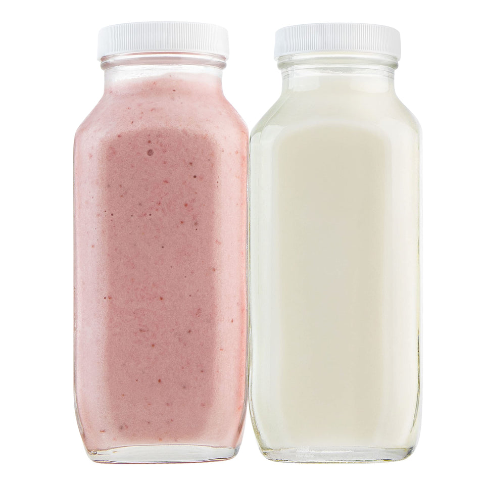 kitchentoolz 16oz square glass bottle with lid for spill-free milk storage
