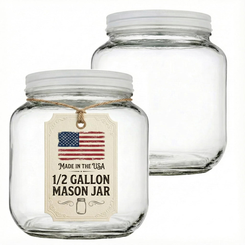 Kitchentoolz 64oz wide-mouth mason jar pack for bulk storage and easy access.