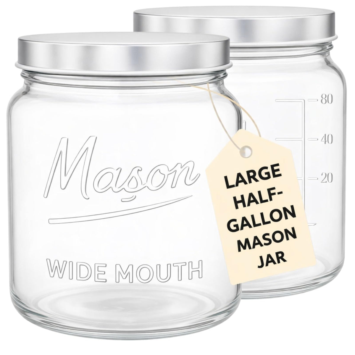 kitchentoolz 64oz wide-mouth mason jar 2-pack shown for easy pantry storage