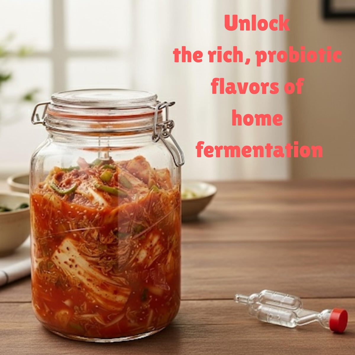 Kitchentoolz airlock lid enables controlled fermentation and contaminant protection.