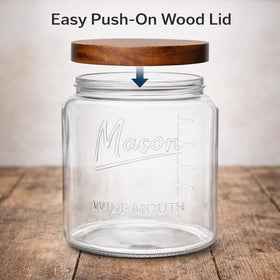 Kitchentoolz airtight wood lid preserves freshness on dry goods.