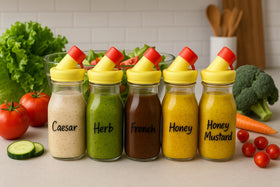 Kitchentoolz compact fridge-friendly container fits neatly in a door shelf.