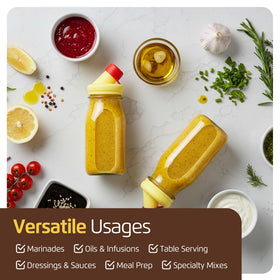 Kitchentoolz glass condiment bottle enhances kitchen presentation.
