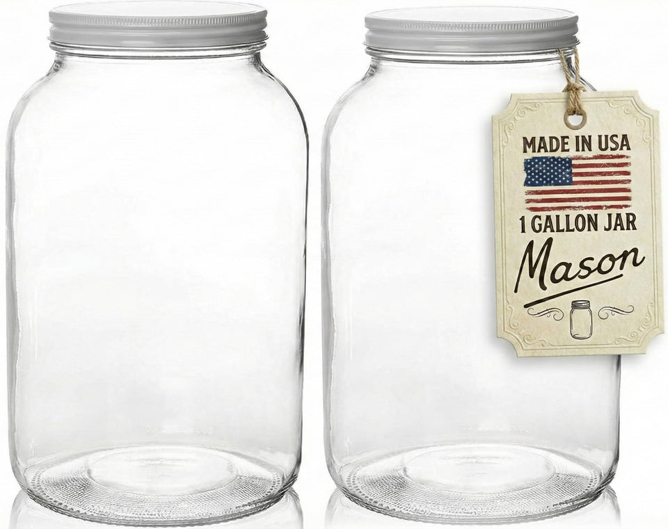 Kitchentoolz gallon jar wide mouth with lid for easy pouring and storage.