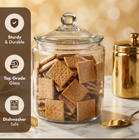 kitchentoolz clear glass canister with airtight lid ideal for cookies and snacks
